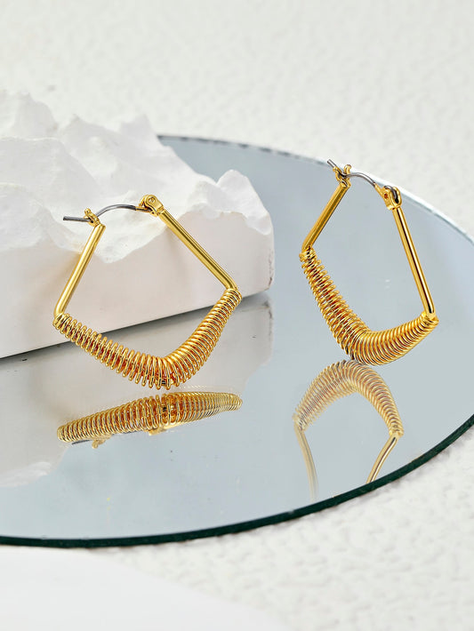 1 Pair Simple Style Round Rhombus Plating Copper 18k Gold Plated Hoop Earrings