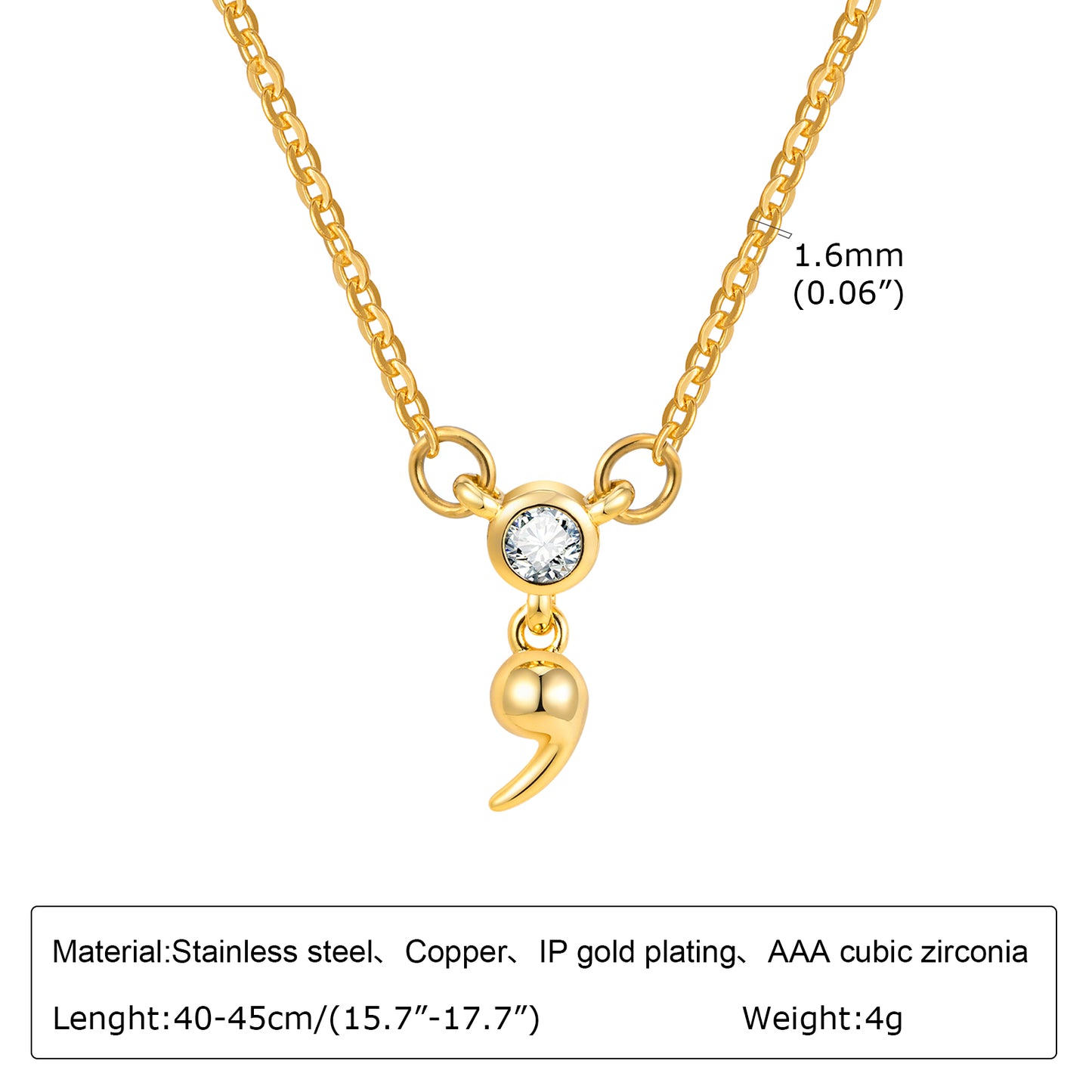 Stainless Steel 18K Gold Plated Simple Style Cool Style Symbol Inlay Zircon Pendant Necklace