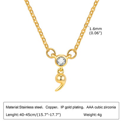 Stainless Steel 18K Gold Plated Simple Style Cool Style Symbol Inlay Zircon Pendant Necklace