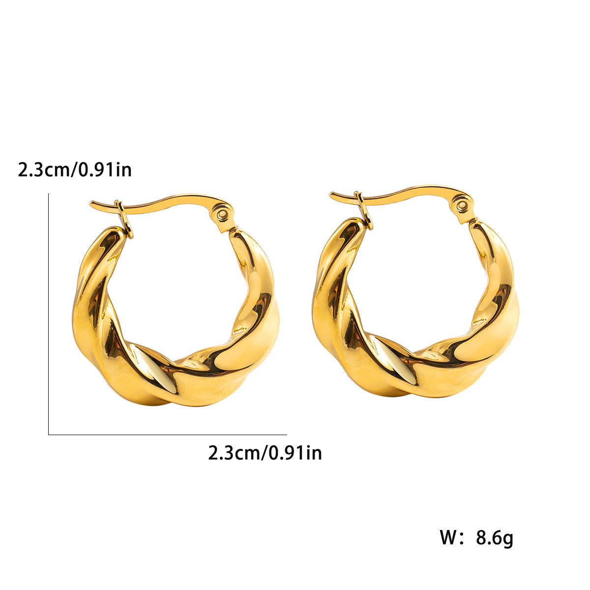 1 Pair Ig Style Casual Elegant Leaf Stamping Plating Three-dimensional Stainless Steel 18k Gold Plated Hoop Earrings