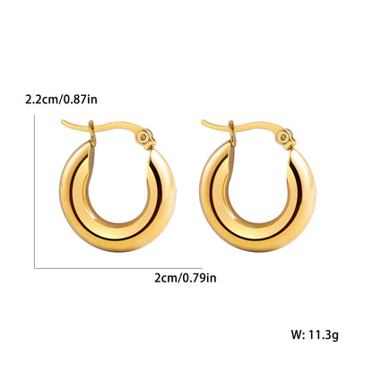 1 Pair Ig Style Casual Elegant Leaf Stamping Plating Three-dimensional Stainless Steel 18k Gold Plated Hoop Earrings