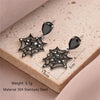 1 Pair Gothic Vintage Style Spider Web Plating Hollow Out Inlay Stainless Steel Zircon Drop Earrings