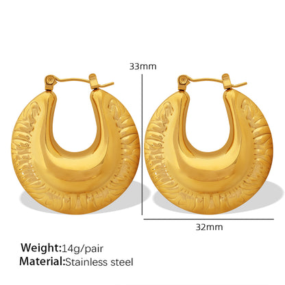 1 Pair Elegant Retro Simple Style U Shape Plating Titanium Steel 18k Gold Plated Earrings