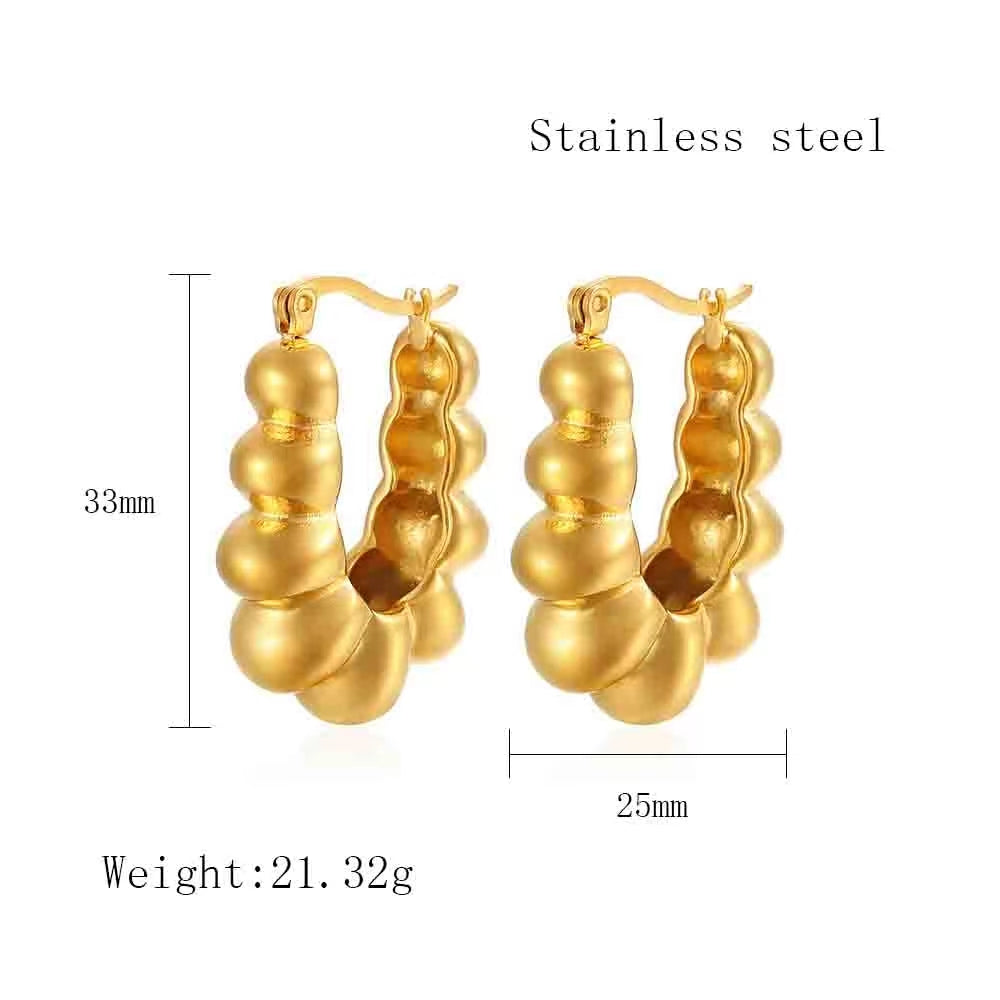 1 Pair Streetwear C Shape Heart Shape Plating Stainless Steel 18k Gold Plated Earrings