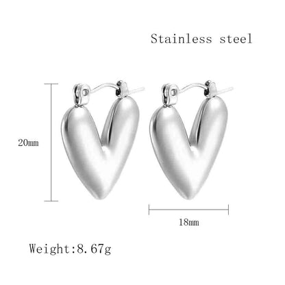 1 Pair Streetwear C Shape Heart Shape Plating Stainless Steel 18k Gold Plated Earrings