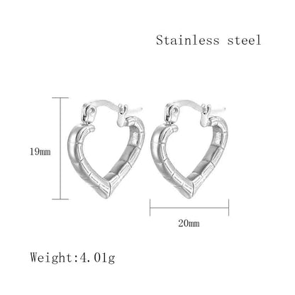 1 Pair Streetwear C Shape Heart Shape Plating Stainless Steel 18k Gold Plated Earrings