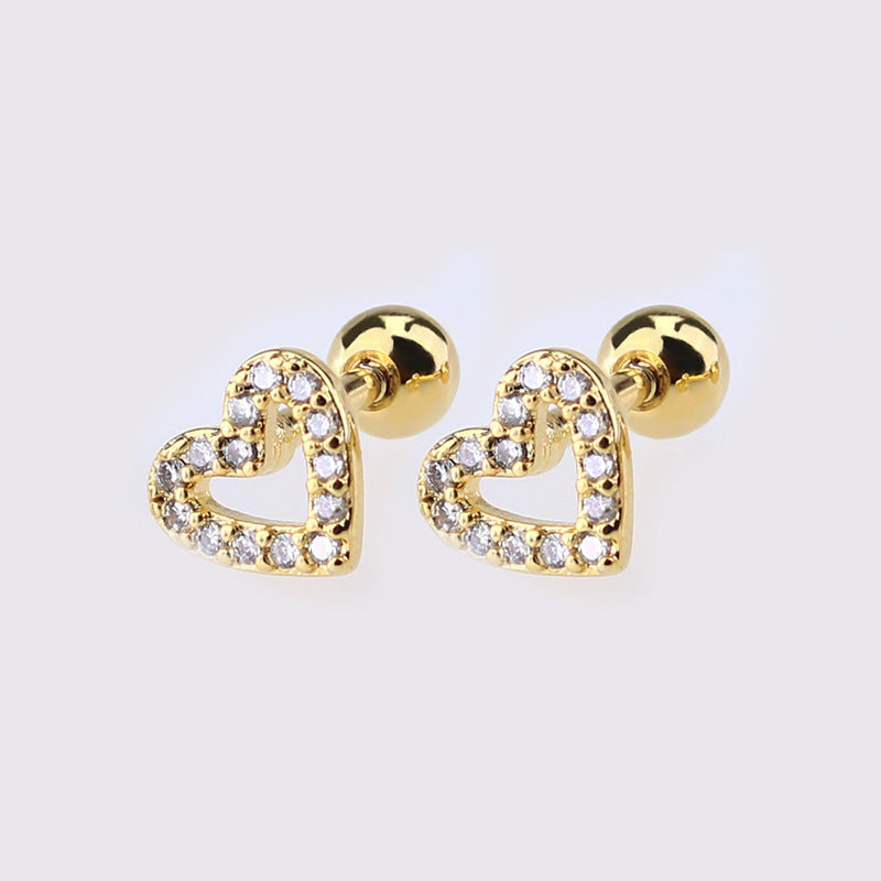 1 Piece Simple Style Star Moon Plating Copper Ear Studs