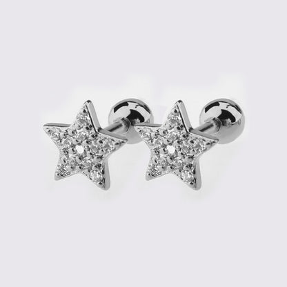 1 Piece Simple Style Star Moon Plating Copper Ear Studs