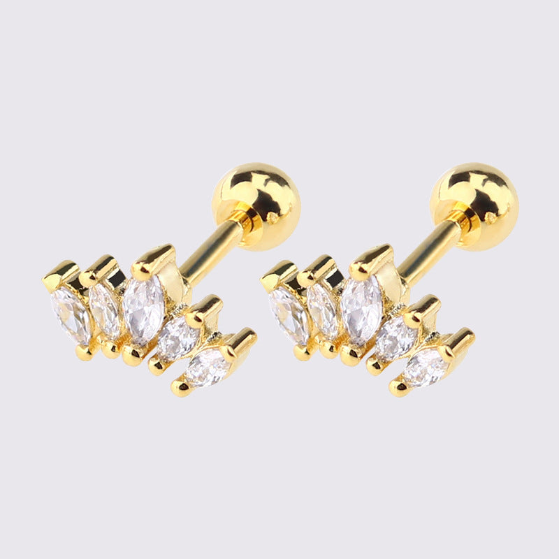 1 Piece Simple Style Star Moon Plating Copper Ear Studs