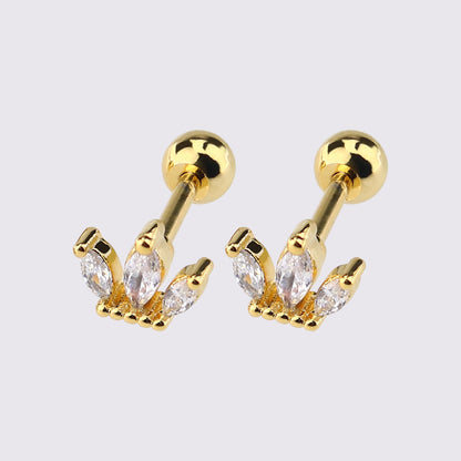 1 Piece Simple Style Star Moon Plating Copper Ear Studs