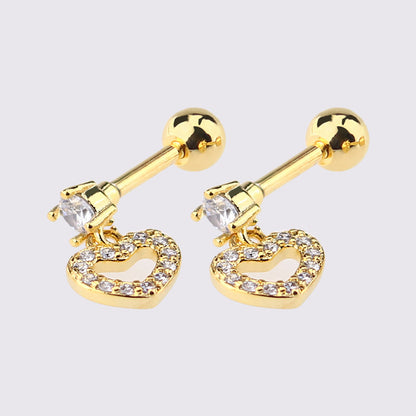 1 Piece Simple Style Star Moon Plating Copper Ear Studs