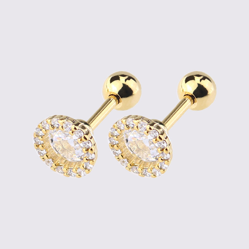 1 Piece Simple Style Star Moon Plating Copper Ear Studs