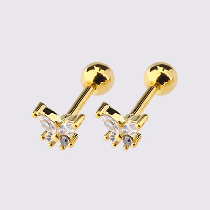 1 Piece Simple Style Star Moon Plating Copper Ear Studs