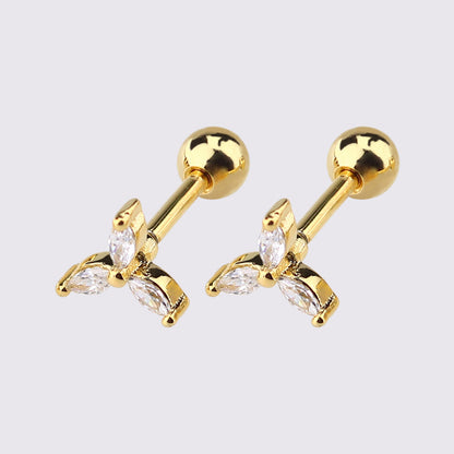 1 Piece Simple Style Star Moon Plating Copper Ear Studs