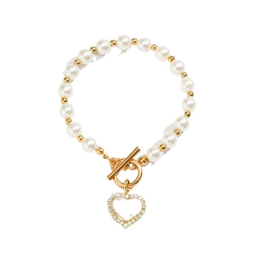 Lady Heart Shape Imitation Pearl Alloy Wholesale Bracelets