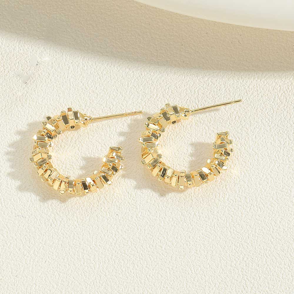 1 Pair Vintage Style Type C Solid Color Plating Inlay Copper Zircon 14k Gold Plated Ear Studs