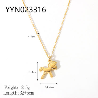 Cute Animal Stainless Steel Polishing Plating Metal 18k Gold Plated Pendant Necklace