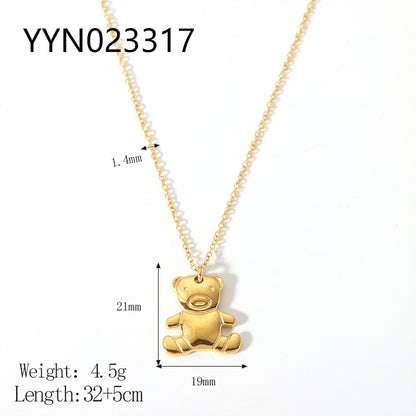 Cute Animal Stainless Steel Polishing Plating Metal 18k Gold Plated Pendant Necklace