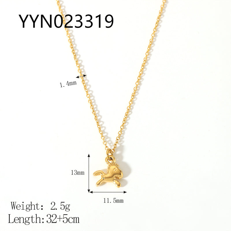 Cute Animal Stainless Steel Polishing Plating Metal 18k Gold Plated Pendant Necklace