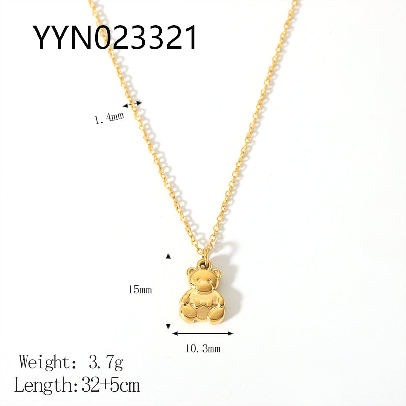 Cute Animal Stainless Steel Polishing Plating Metal 18k Gold Plated Pendant Necklace