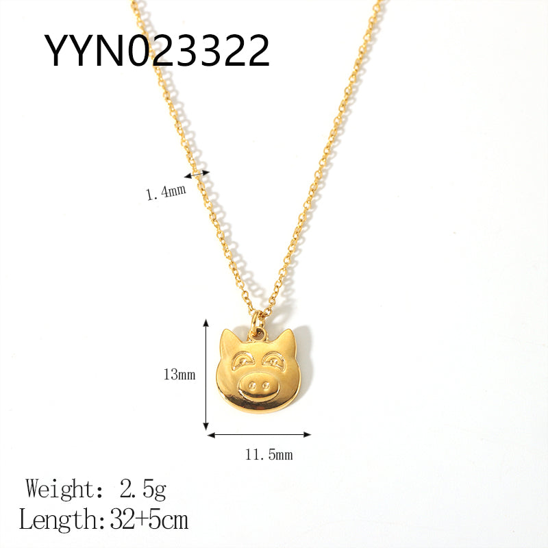 Cute Animal Stainless Steel Polishing Plating Metal 18k Gold Plated Pendant Necklace