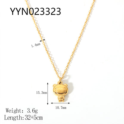 Cute Animal Stainless Steel Polishing Plating Metal 18k Gold Plated Pendant Necklace