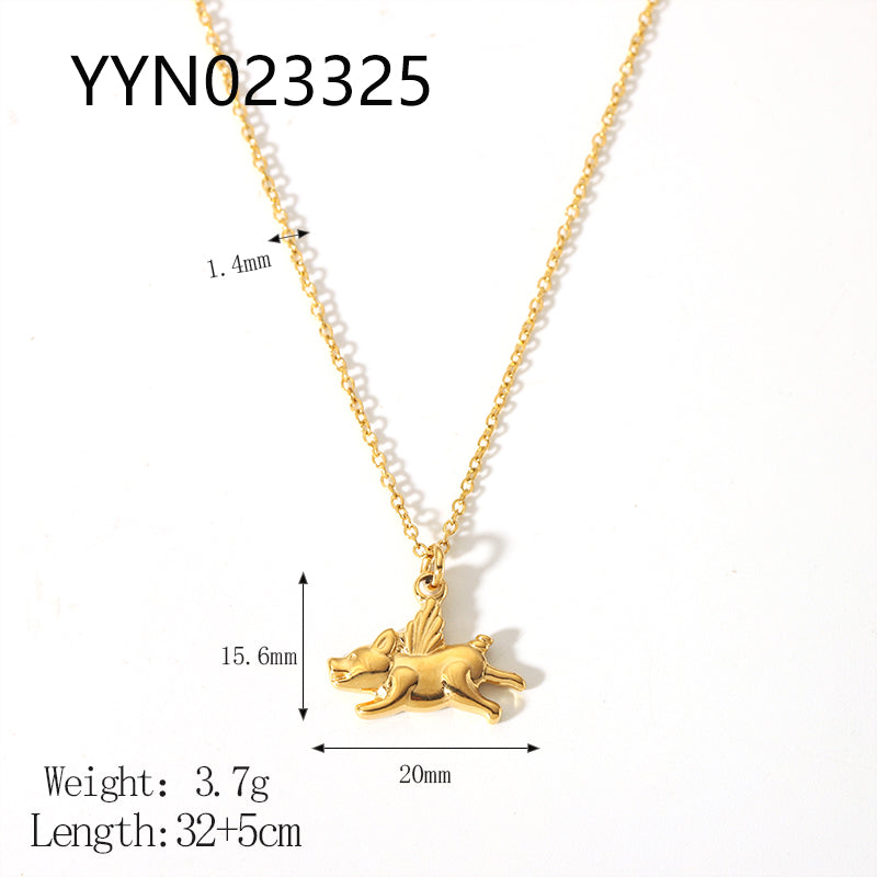 Cute Animal Stainless Steel Polishing Plating Metal 18k Gold Plated Pendant Necklace