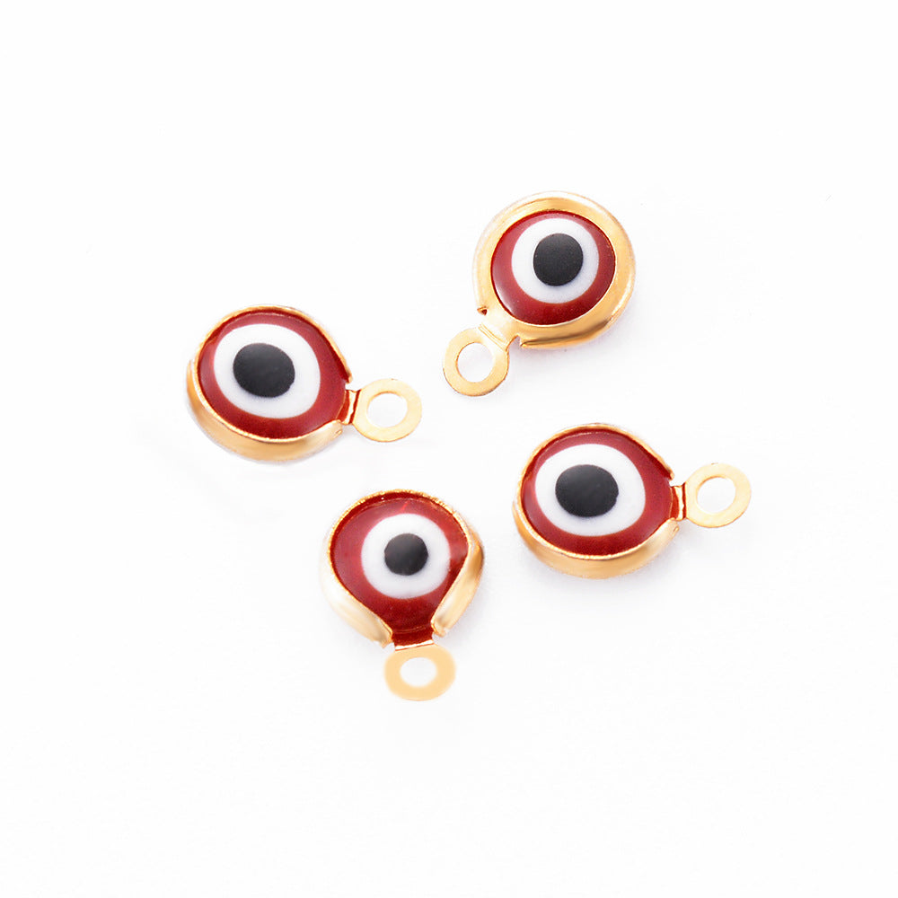 A Pack Of 30 Simple Style Devil'S Eye Stainless Steel Enamel Pendant Jewelry Accessories