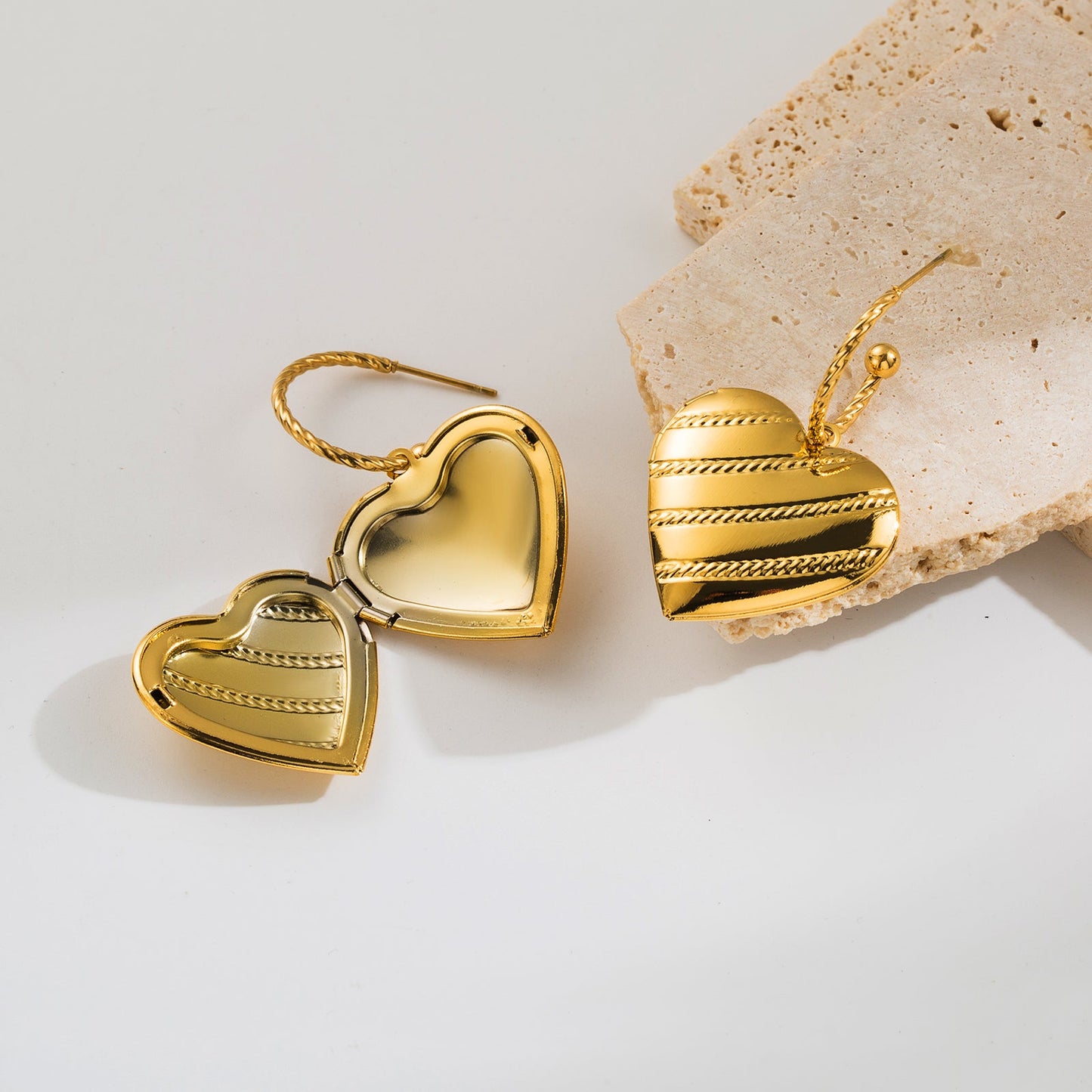 Ig Style Simple Style Heart Shape Stainless Steel Plating 18k Gold Plated Earrings Necklace