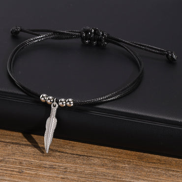 Simple Style Feather Stainless Steel Men's Anklet