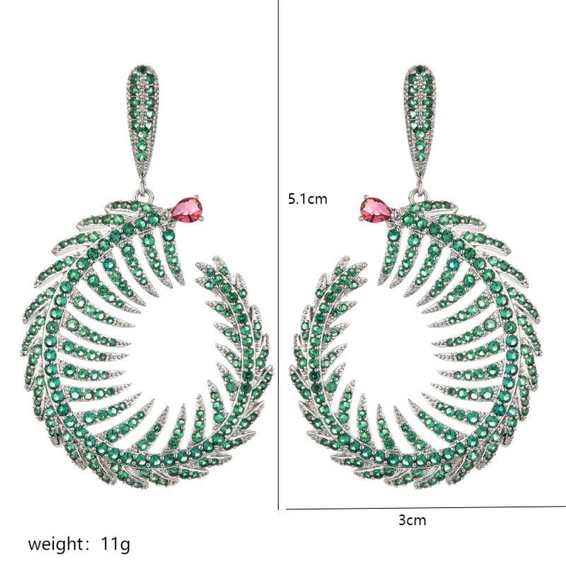 1 Pair Luxurious Leaves Plating Inlay Copper Zircon White Gold Plated Drop Earrings