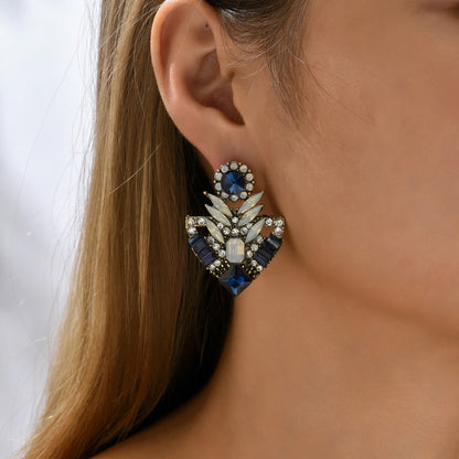 1 Pair Elegant Luxurious Korean Style Colorful Plating Metal Inlay Zinc Alloy Rhinestones Ear Studs