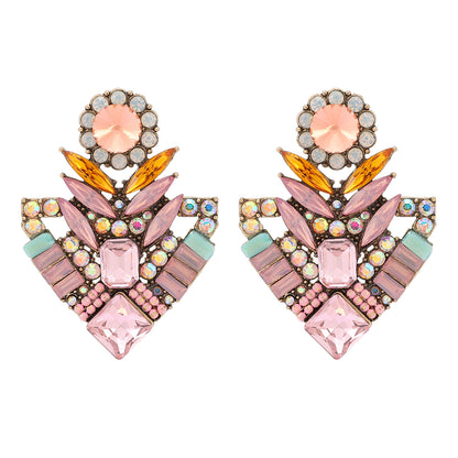 1 Pair Elegant Luxurious Korean Style Colorful Plating Metal Inlay Zinc Alloy Rhinestones Ear Studs