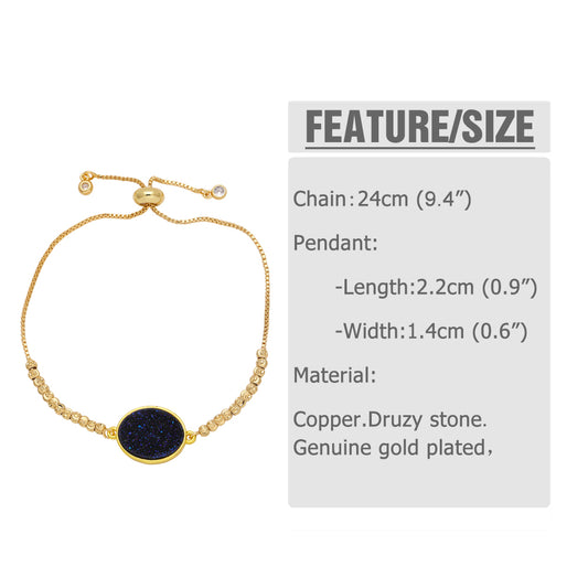 Modern Style Simple Style Oval Copper Plating Inlay Artificial Gemstones 18k Gold Plated Bracelets