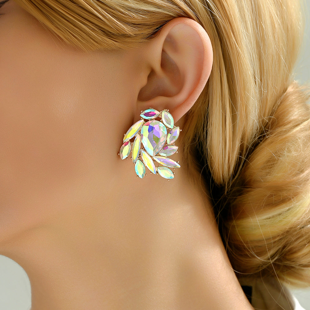 1 Pair Elegant Luxurious Shiny Wings Plating Metal Inlay Zinc Alloy Glass Ear Studs
