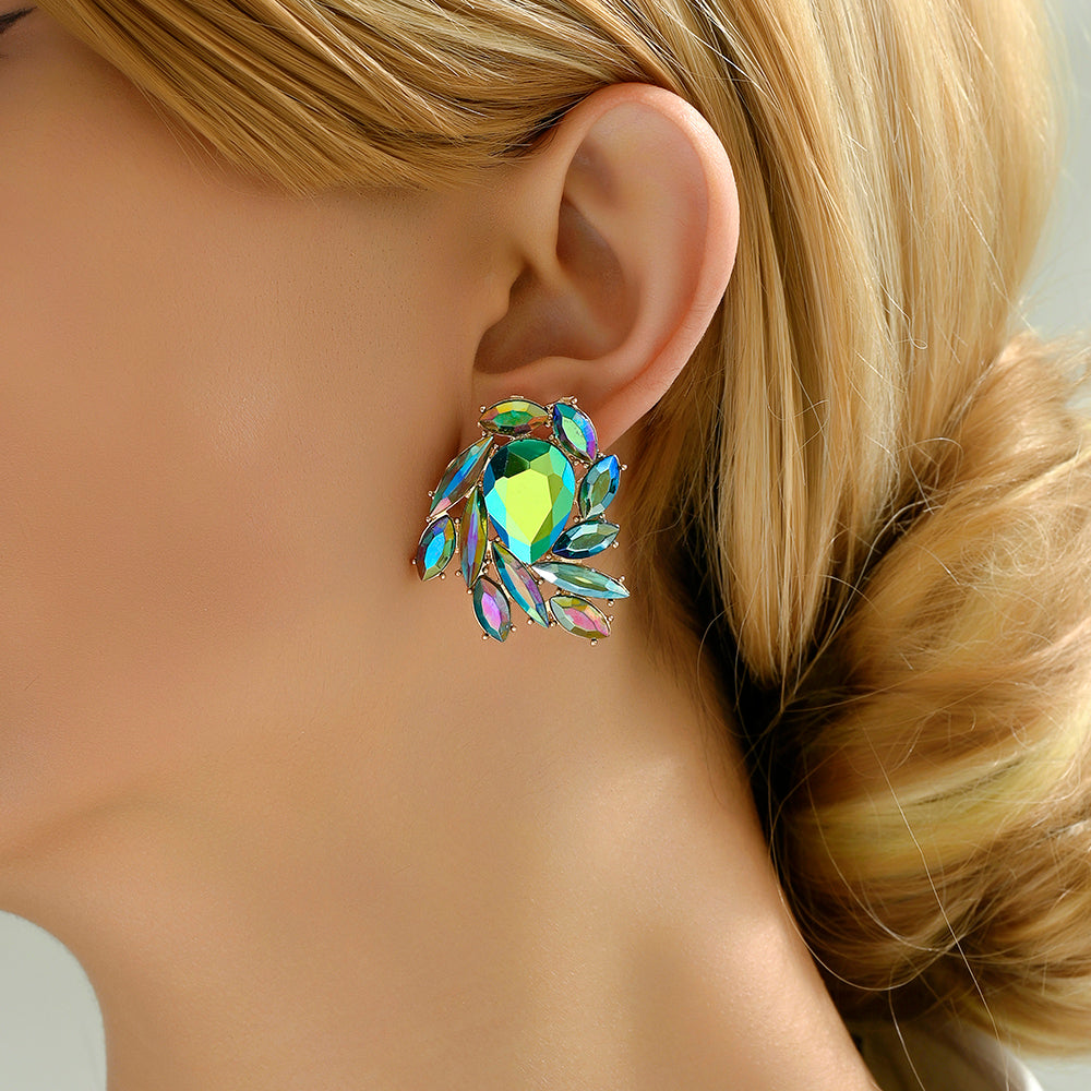 1 Pair Elegant Luxurious Shiny Wings Plating Metal Inlay Zinc Alloy Glass Ear Studs