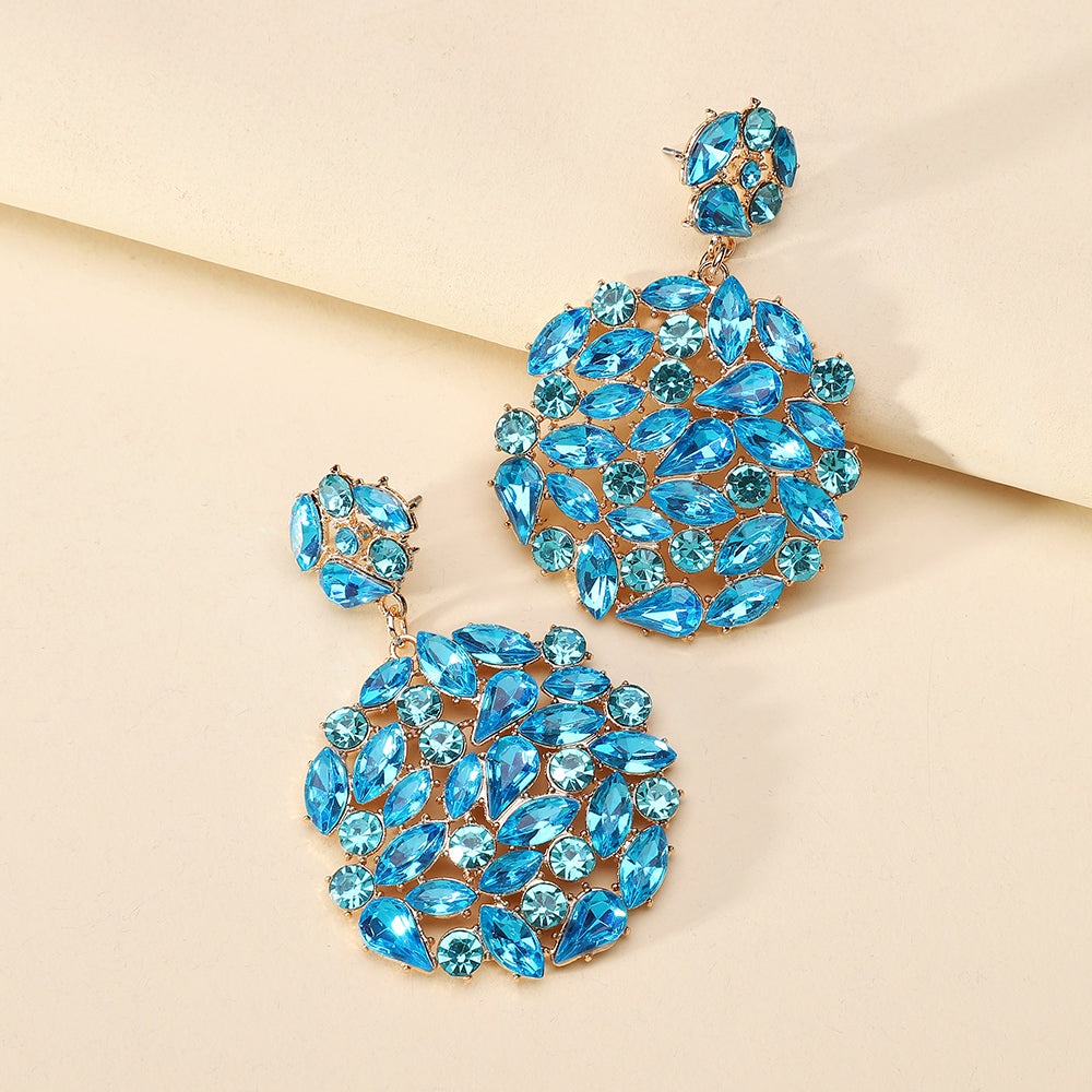 1 Pair Elegant Luxurious Geometric Plating Hollow Out Inlay Zinc Alloy Rhinestones Drop Earrings