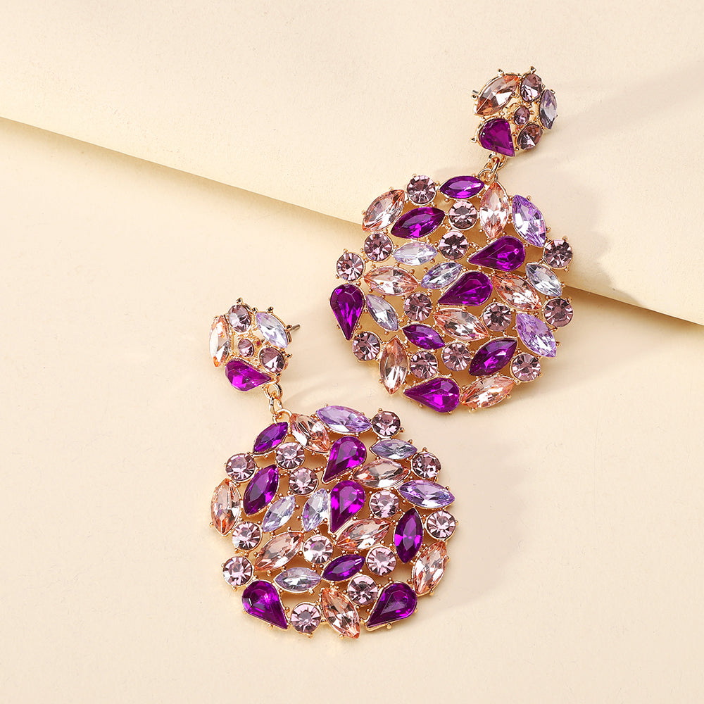 1 Pair Elegant Luxurious Geometric Plating Hollow Out Inlay Zinc Alloy Rhinestones Drop Earrings