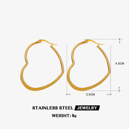 1 Pair Simple Style Heart Shape Flower Plating Stainless Steel Gold Plated Hoop Earrings