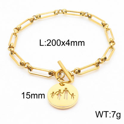 Simple Style Cartoon Character Letter Heart Shape Titanium Steel Plating 18k Gold Plated Bangle