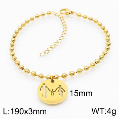 Simple Style Cartoon Character Letter Heart Shape Titanium Steel Plating 18k Gold Plated Bangle