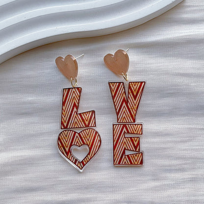 1 Pair Sweet Letter Rainbow Arylic Drop Earrings