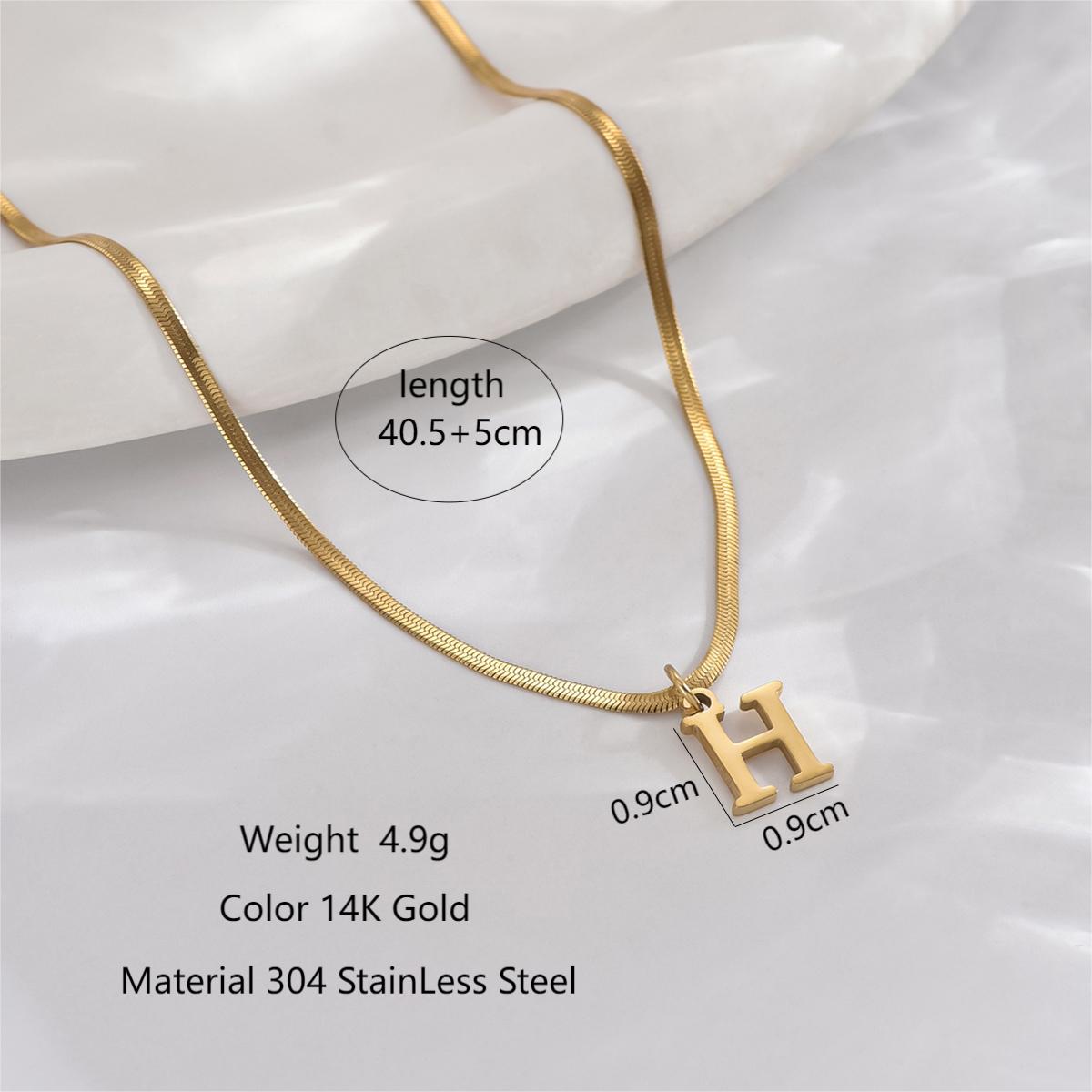 Simple Style Letter Stainless Steel Polishing Plating 14k Gold Plated Pendant Necklace