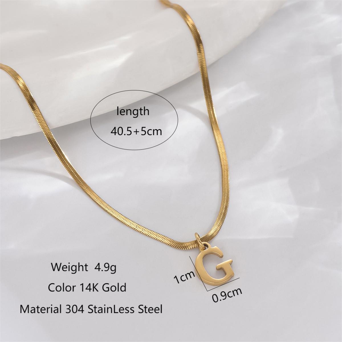 Simple Style Letter Stainless Steel Polishing Plating 14k Gold Plated Pendant Necklace