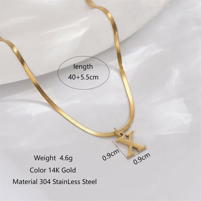 Simple Style Letter Stainless Steel Polishing Plating 14k Gold Plated Pendant Necklace