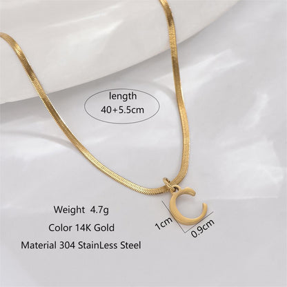 Simple Style Letter Stainless Steel Polishing Plating 14k Gold Plated Pendant Necklace