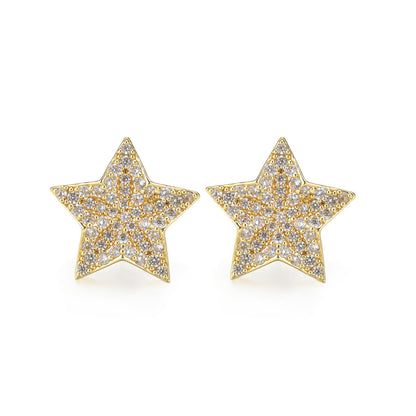 1 Pair Simple Style Pentagram Copper Alloy Zircon Ear Studs