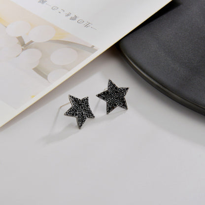 1 Pair Simple Style Pentagram Copper Alloy Zircon Ear Studs