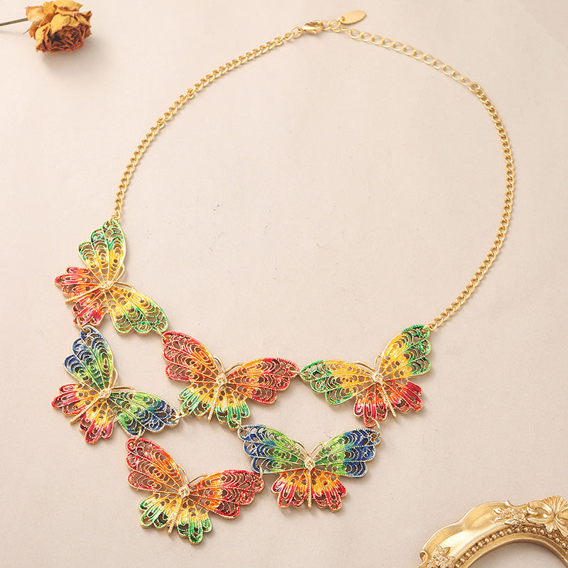 Luxurious Sweet Butterfly Copper Stoving Varnish Plating Necklace