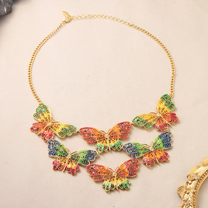 Luxurious Sweet Butterfly Copper Stoving Varnish Plating Necklace